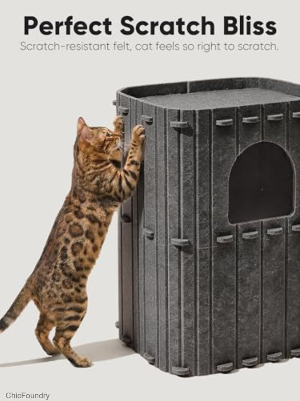 Large 2-Storey Cat House Condo, Felt Cat Bed Cave Tunnel, Multi-Cat Hideaway - Picture 3 of 6